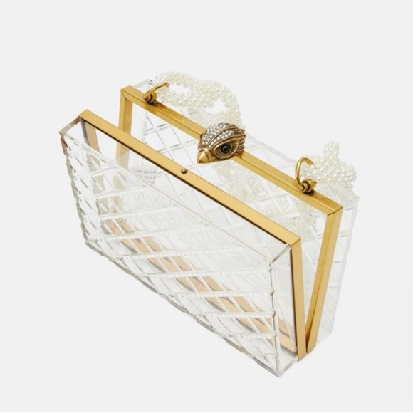 Kurt Geiger Clear Acrylic Clutch Bag with Pearl Handle - Picture 7 of 13